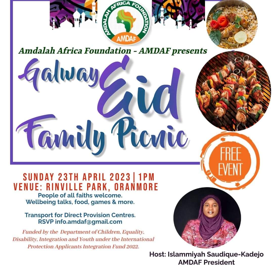 GocomRadio's tweet photo. *Press Release*
GALWAY CHARITY, @AmdafIreland ORGANISES FIRST EASTER &amp; EID FAMILY PICNIC FOR DIRECT PROVISION CENTRES 

AMDAF's first Family Picnic for international protection applicants in Galway is free&amp;open to all faiths. Asylum seekers from 8 centres attending.
23 April, 1pm https://t.co/jQYlkpIIOq