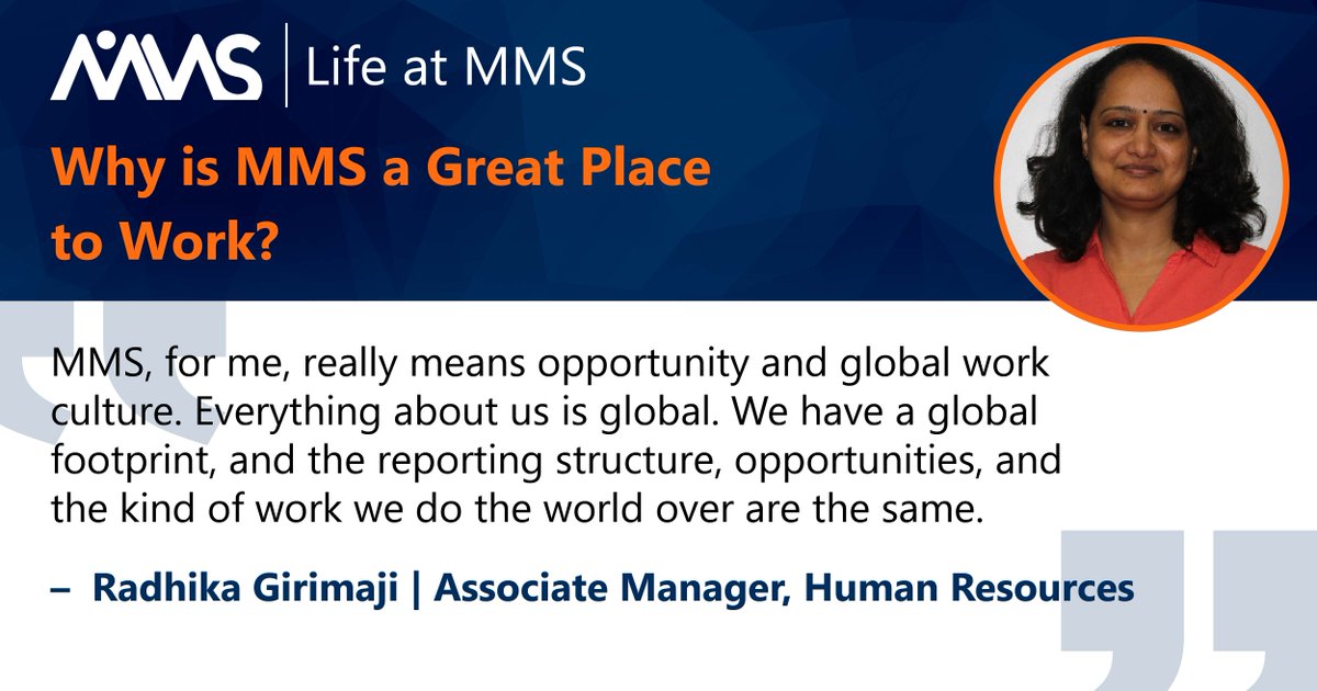mmsholdings's tweet photo. MMS has over 950 colleagues across four continents, and for our colleagues, connecting to the global #OneMMS culture is a big reason they love working here.
Learn more about working at MMS: https://t.co/cjMfJS5jwS
#loveyourwork #companyculture #GreatPlacetoWork #careers https://t.co/lnw7coxKey