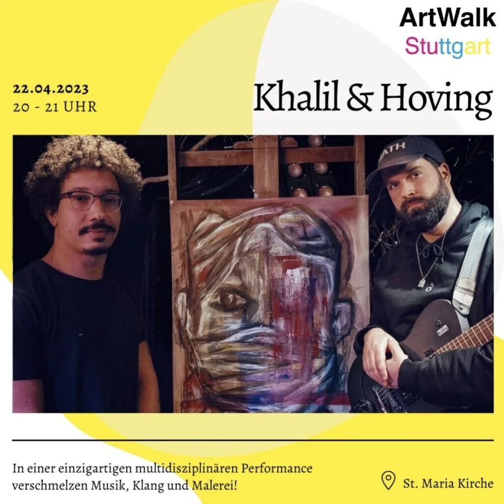 Khalil &amp; Hoving präsentieren am 22.04.2023 beim 7. ArtWalk in der St. Maria Kirche eine multidisziplinäre Verschmelzung von Musik, Klang und Malerei. Die Performance beginnt um 20 Uhr und geht bis 21 Uhr.

@khalilelmejnaoui &amp; <a href="/hovingr/">𝗛𝗼𝘃𝗶𝗻𝗴</a> // <a href="/st/">stefanT</a>._maria_als @… instagr.am/p/CrN_xMBMjwX/