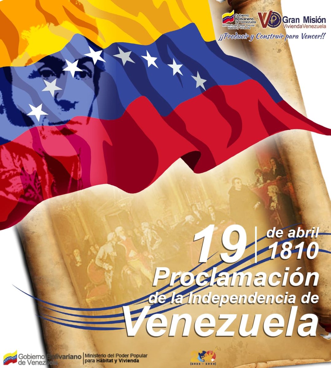 Aquel #19Abr de 1810 el pueblo venezolano se alzó conta el imperialismo español y fue ejemplo de libertad para las naciones de América, hoy a 213 años de ese grito libertario, seguimos en la lucha contra aquellos que pretenden arrebatarnos nuestra soberanía #GestaIndependentista
