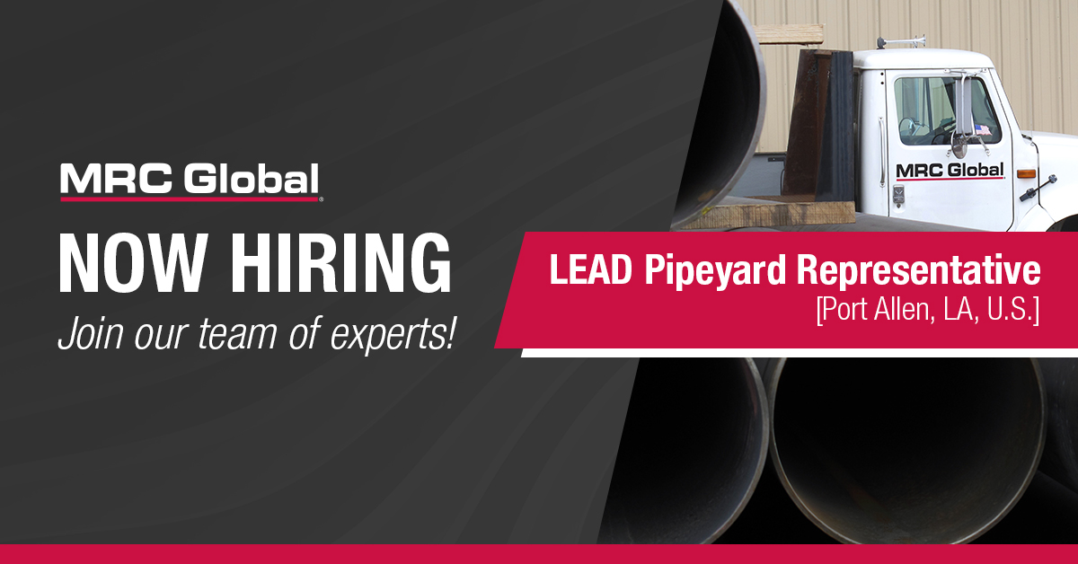 mrcglobal's tweet photo. We want you to join our team as a LEAD Pipeyard Representative in Port Allen, Louisiana! Work alongside top-notch experts and build your career with us. Apply now: https://t.co/phGsGZzIDs​
​
#MRCGlobalHiring https://t.co/pTkgBmU03n