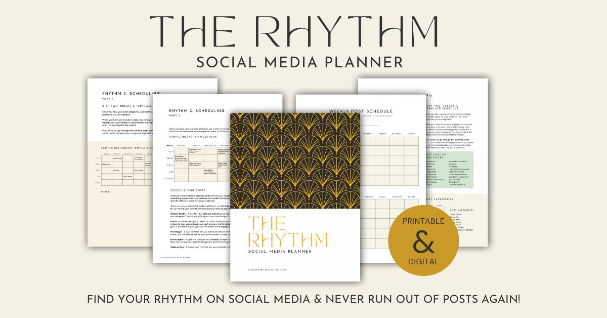 MeganEricson's tweet photo. Never run out of posts again with The Rhythm Social Media Planner. 🥳

The 30+ page planner is printable (for paper planners) and comes with Google Spreadsheet versions for those of us who prefer digital.

Get your copy at https://t.co/D76OdRY3ld https://t.co/tMPE0c6Nlh