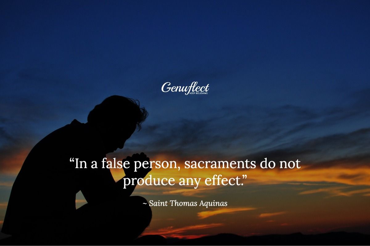 GenuflectHQ's tweet image. “In a false person, sacraments do not produce any effect.”
~ Saint Thomas Aquinas
#Catholic #Genuflect #Sacraments