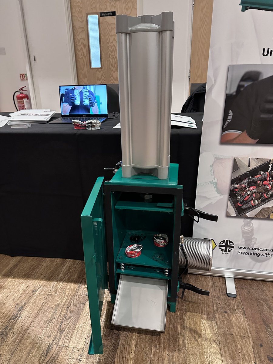 UnicInternation's tweet photo. Attending British Aerosol Manufacturers'​ Association #innovationday at Royal Armouries.

#aerosolrecycling made safe and easy!

Crush degas recycle waste #aerosol 
Recycling made easy! 

#aerosol #recycling #madeinuk #carbonfootprint #costreduction https://t.co/kV7VQRBH38