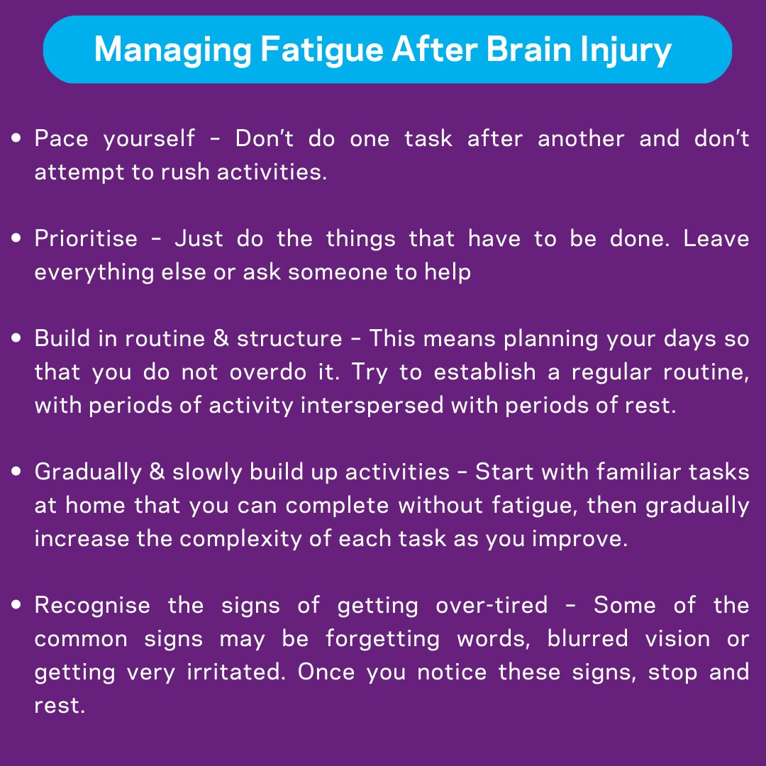 ABIIreland's tweet image. Are you living with a brain injury? Do you often feel exhausted and overwhelmed? One of the most common symptoms of an acquired brain injury is fatigue. Here are some tips to help you manage your fatigue. Take a look 
#braininjury #braininjurysupport