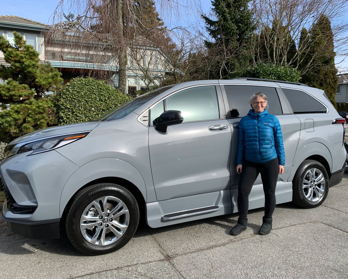 SilverCrossAuto's tweet image. Say hello to Vittoria, the new 2023 @ToyotaSoCal Sienna Hybrid AWD owner with @vmivans conversion. Vittoria is really excited about her new vehicle and plans to take her husband on a road trip. Call Silver Cross Automotive at 1.844.799.5464 for all your accessible vehicle needs!