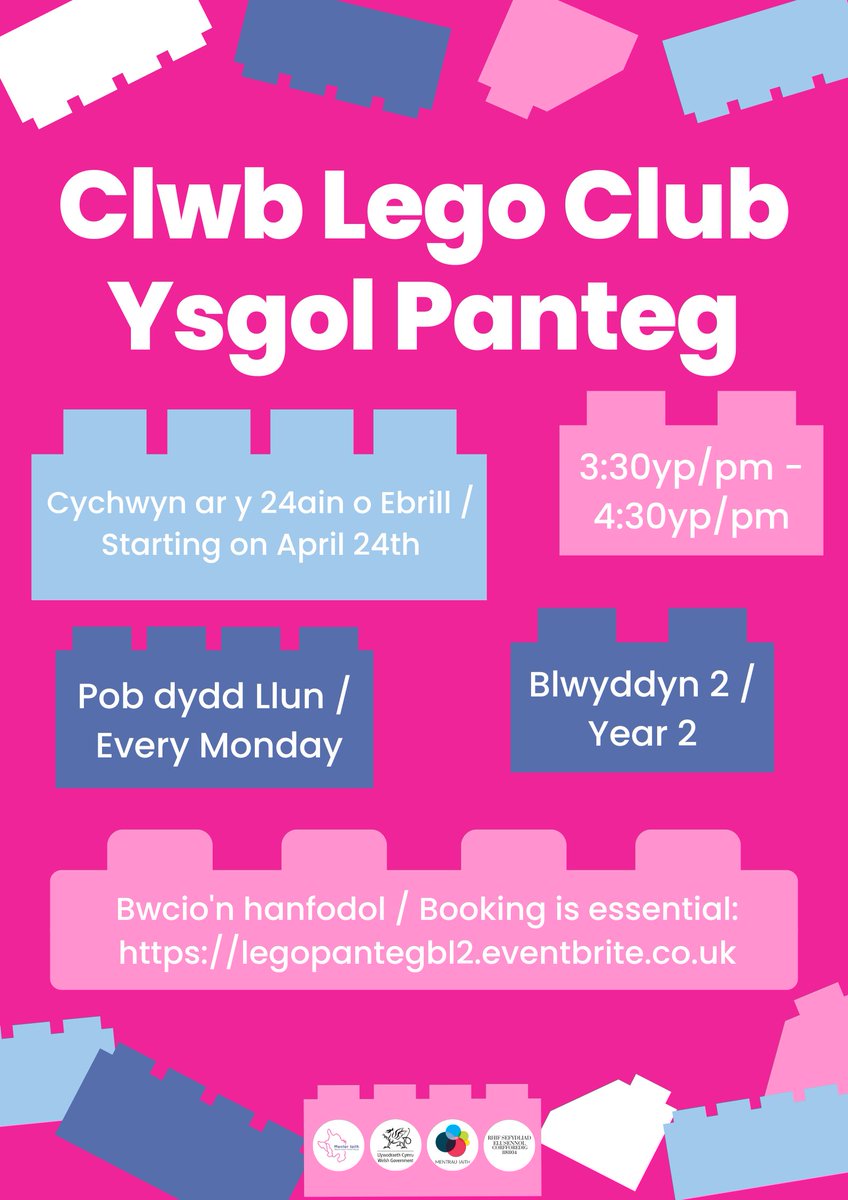 Menter Iaith Blaenau Gwent, Torfaen a Mynwy (@menterbgtm1) on Twitter photo <a href="/YsgolPanteg/">Ysgol Panteg</a> Ydych blentyn chi'n mynychu Ysgol Panteg ac yn mwynhau Lego? Archebwch lle iddynt HEDDIW!
LegoPantegBL2.eventbrite.co.uk
Does your child attend Ysgol Panteg and enjoy Lego? Book them a place TODAY! <a href="/YsgolPanteg/">Ysgol Panteg</a> Ydych blentyn chi'n mynychu Ysgol Panteg ac yn mwynhau Lego? Archebwch lle iddynt HEDDIW!
LegoPantegBL2.eventbrite.co.uk
Does your child attend Ysgol Panteg and enjoy Lego? Book them a place TODAY!