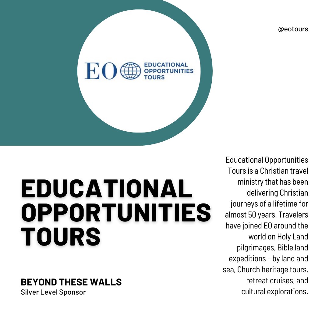 Thank you EO Tours for being a Beyond These Walls sponsor! 

Educational Opportunities Tours is a Christian travel ministry that has been delivering Christian journeys of a lifetime for almost 50 years. 

To learn more visit their website: eo.travelwithus.com