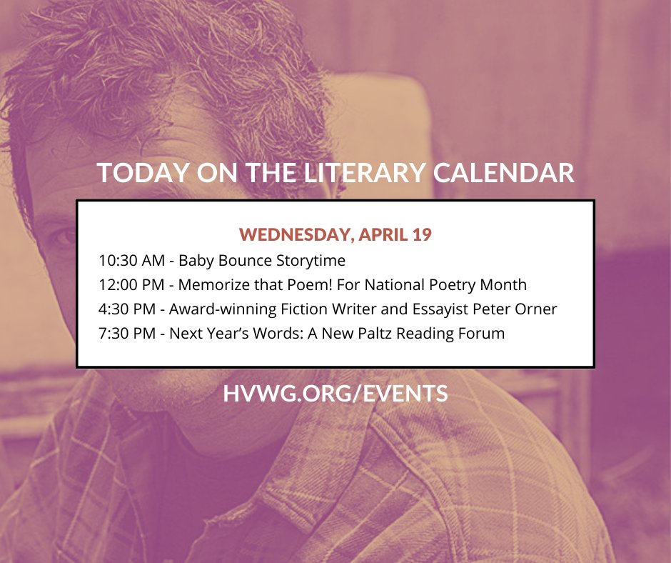 Stories, #Poetry, #Fiction, &amp; more are on the calendar today!

Is your reading, workshop, or event missing from the calendar? Go to hvwg.org/submit-your-ev… and let us know!
