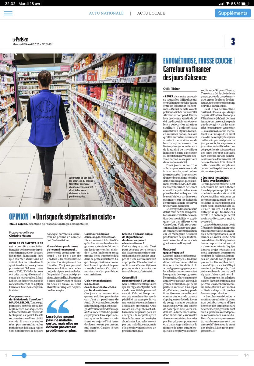 FBayre's tweet photo. Présentation ce matin du très beau plan de @CarrefourFrance en faveur de la santé des #femmes 🚺 au travail par @bompard et @IamJulieGayet , co fondatrice de la #fondation Info-#endométriose 👍👇 https://t.co/RqZgi0td0v