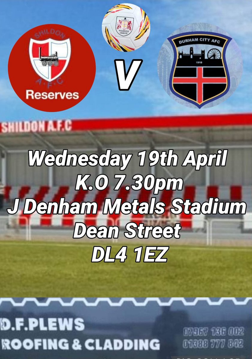 afc_shildon's tweet photo. 🔴⚪️ MATCH DAY⚪️🔴

THE Reserves Return to Dean Street this Evening. looking at the weather forecast its going to be sunny. Why not pop along  and support your local Wearside league Team. Bring the family and make a night of it.

Kick Off 7.30pm 

Hope to see you there https://t.co/7umiZZoqYD