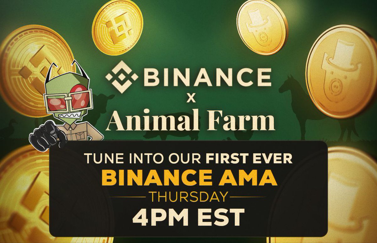 Legendcalls1's tweet photo. Join @animalfarmdefi w/ host @cryptokang on the world's biggest stage!🔥

Tune into the #BINANCE #AMA with @F0r3x_Shark to explore #DeFi ecosystem with #FiatOnRamp, #PiggyPlinko &amp; the future of #YieldFarming!📈

👉https://t.co/Cnlp2mVNLI 

Don't miss it! 👀 #BINANCExANIMALFARM https://t.co/qudpv6D7ww