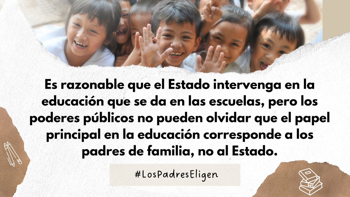 Marlenskargren's tweet photo. Así lo señala la Declaración Universal de los Derechos Humanos, aprobada por las Naciones Unidas en 1948: “Los padres tendrán derecho preferente a escoger el tipo de educación que habrá de darse a sus hijos” (art. 26,3).

#LosPadresEligen https://t.co/ZMuWNkvAta