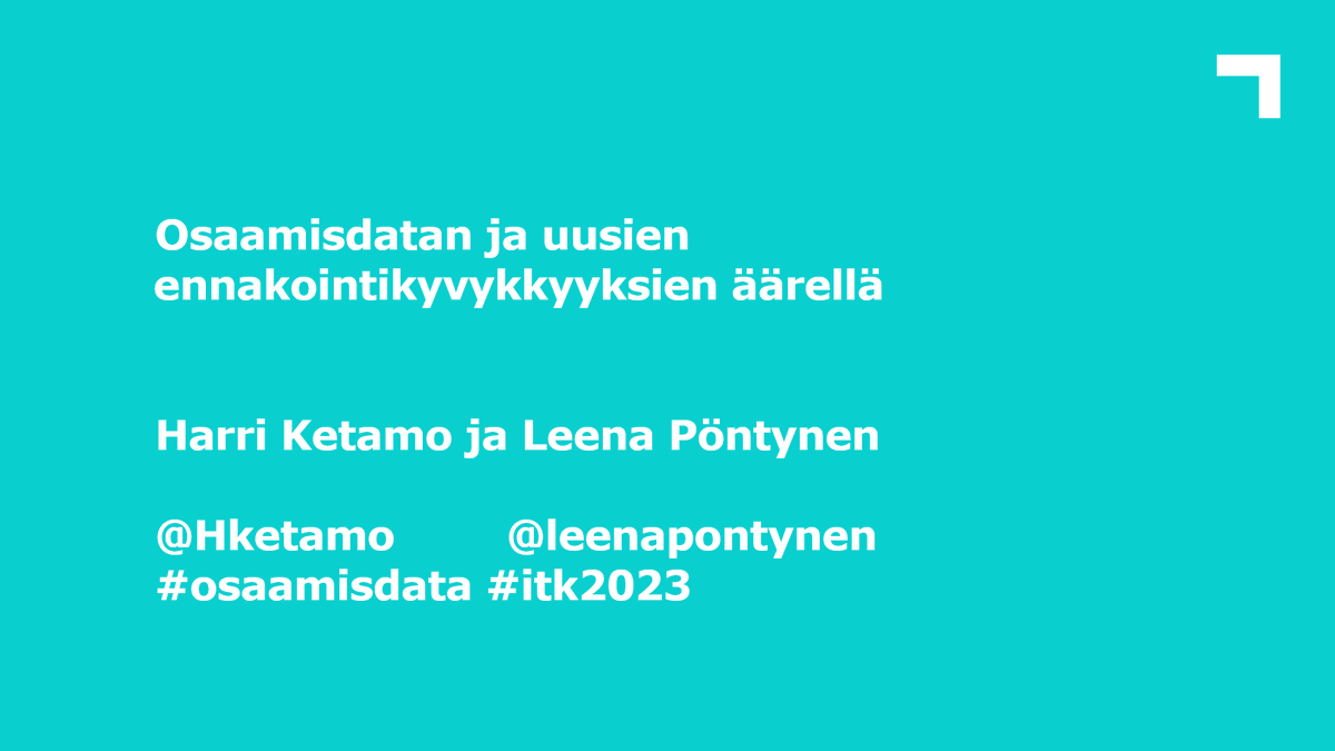 leenapontynen's tweet photo. Huomenna torstaina #ITK2023 isolla Areenalla Aulangolla @HKetamo kanssa klo 16.15! Tule Hämeenlinnaan. #osaajatarpeet #osaamisdata https://t.co/QAjJ8T1uqE