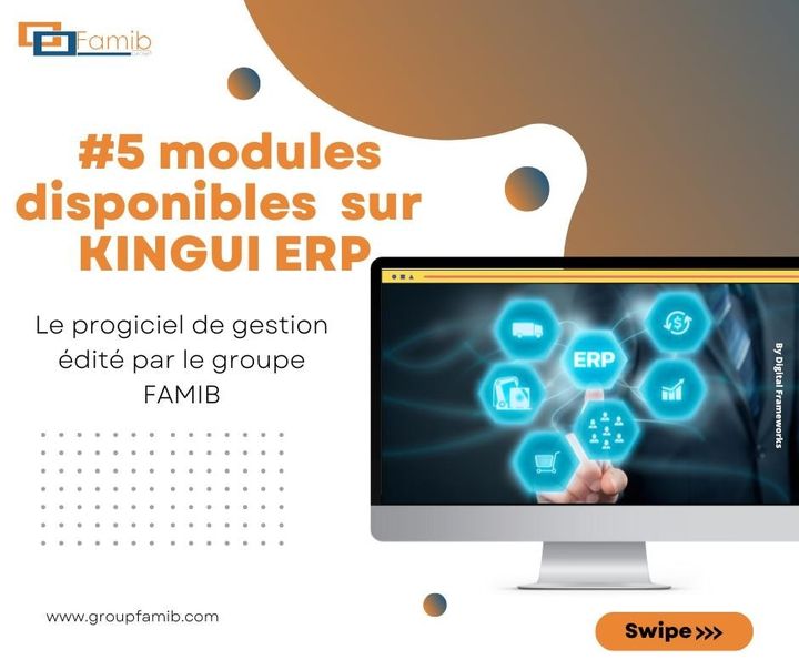 Famibgroup's tweet photo. Découvrez 5 modules de KINGUI ERP, un pro-logiciel qui permet de faciliter la gestion vos entreprises.
N’hésitez pas à donner vos avis en commentaire !
#Famib #Technologie #réseau #entreprise #structure #outil #informatique #tech @AmadouDiawaraMl https://t.co/L9FJ7eUVHW