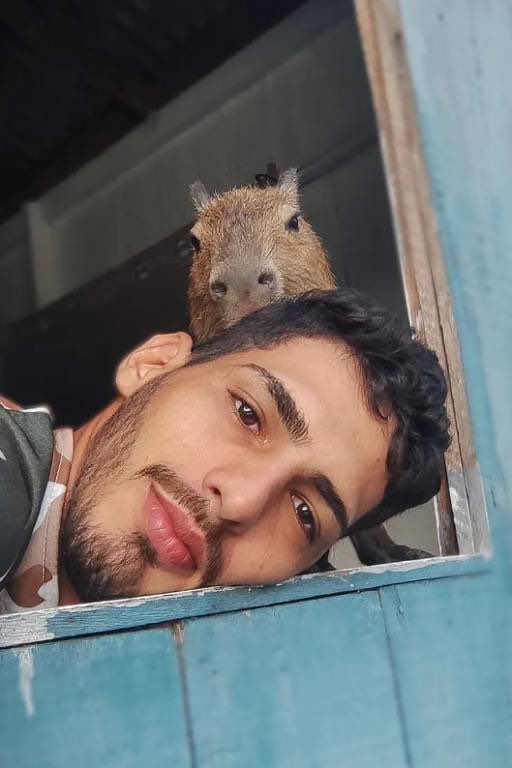 choquei's tweet photo. 🚨BRASIL: 'Pai' de capivara filhote viral é multado em R$ 17 mil pelo Ibama e terá animal recolhido. https://t.co/aUb6h5HGt5