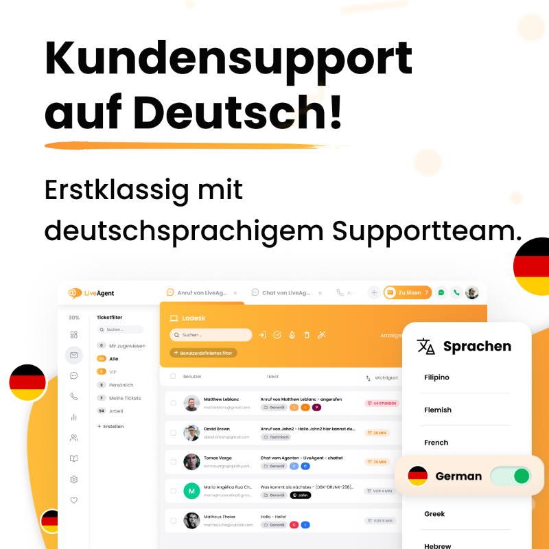 LiveAgent's tweet photo. ⚡ Möchten Sie mehr Kunden und ein florierendes Online-Geschäft? 

📈 Verbessern Sie Ihre Kundenbetreuung, ziehen Sie mehr Kunden an und beobachten Sie, wie Ihr Erfolg mit LiveAgent steigt.

✅ Buchen Sie jetzt Ihre Demo auf Deutsch!