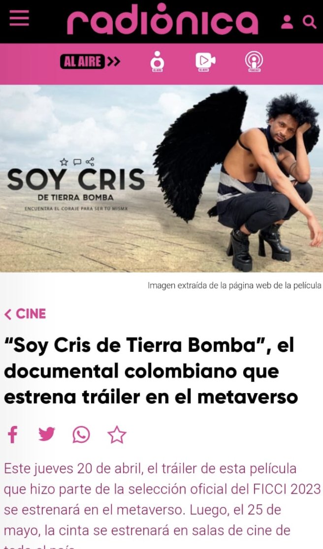 Josephine_LF_'s tweet image. In the news! En las noticias! #soycrisfilm #soycris #selibreyvuela #befreeandfly #womeninfilm #womeninnfts #filmimpactnfts