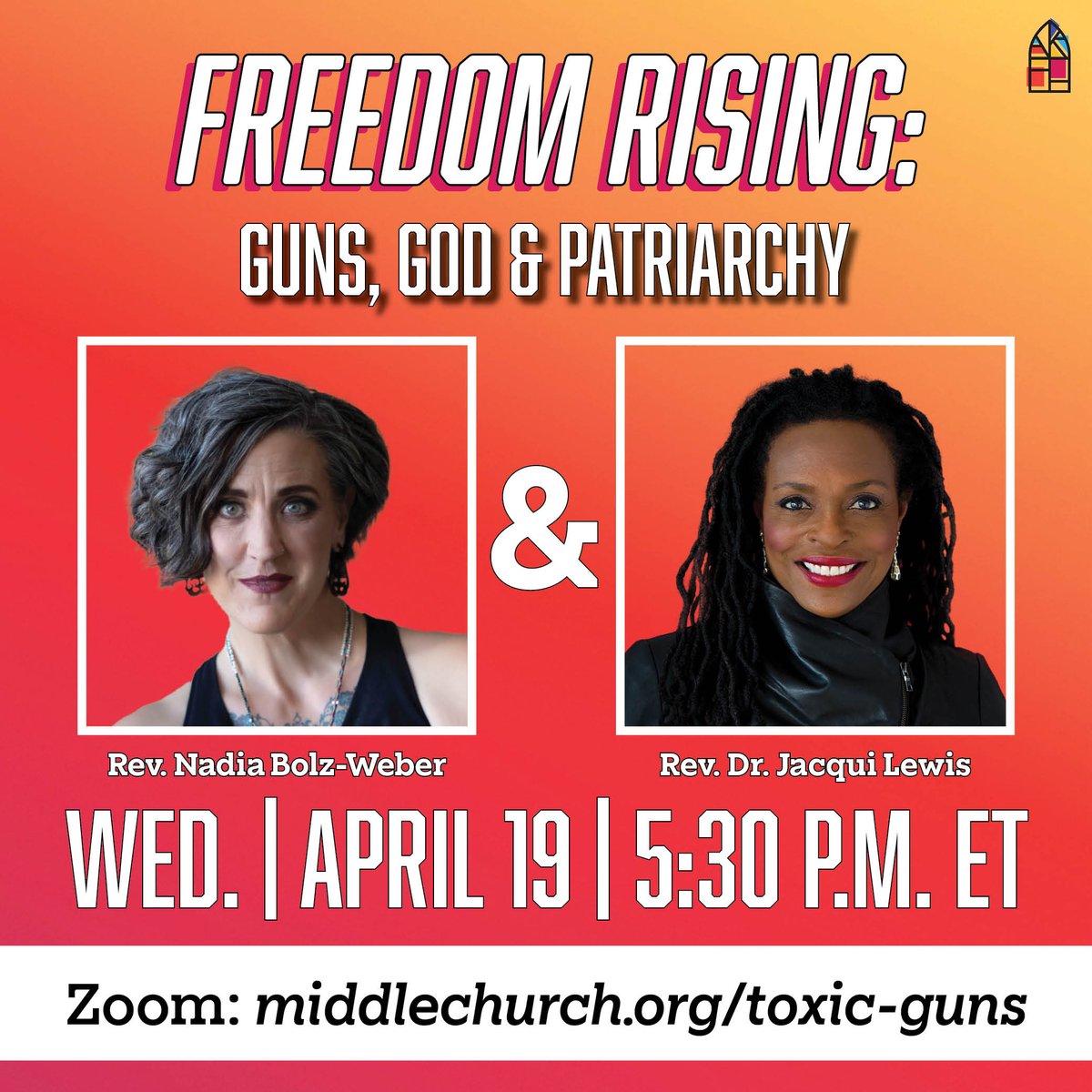 Gun culture cannot be separated from the racism and patriarchy that birthed it. Tonight, I'm talking with @Sarcasticluther about how we got here, and how we get out. Please, join us. Zoom link: middlechurch.org/toxic-guns