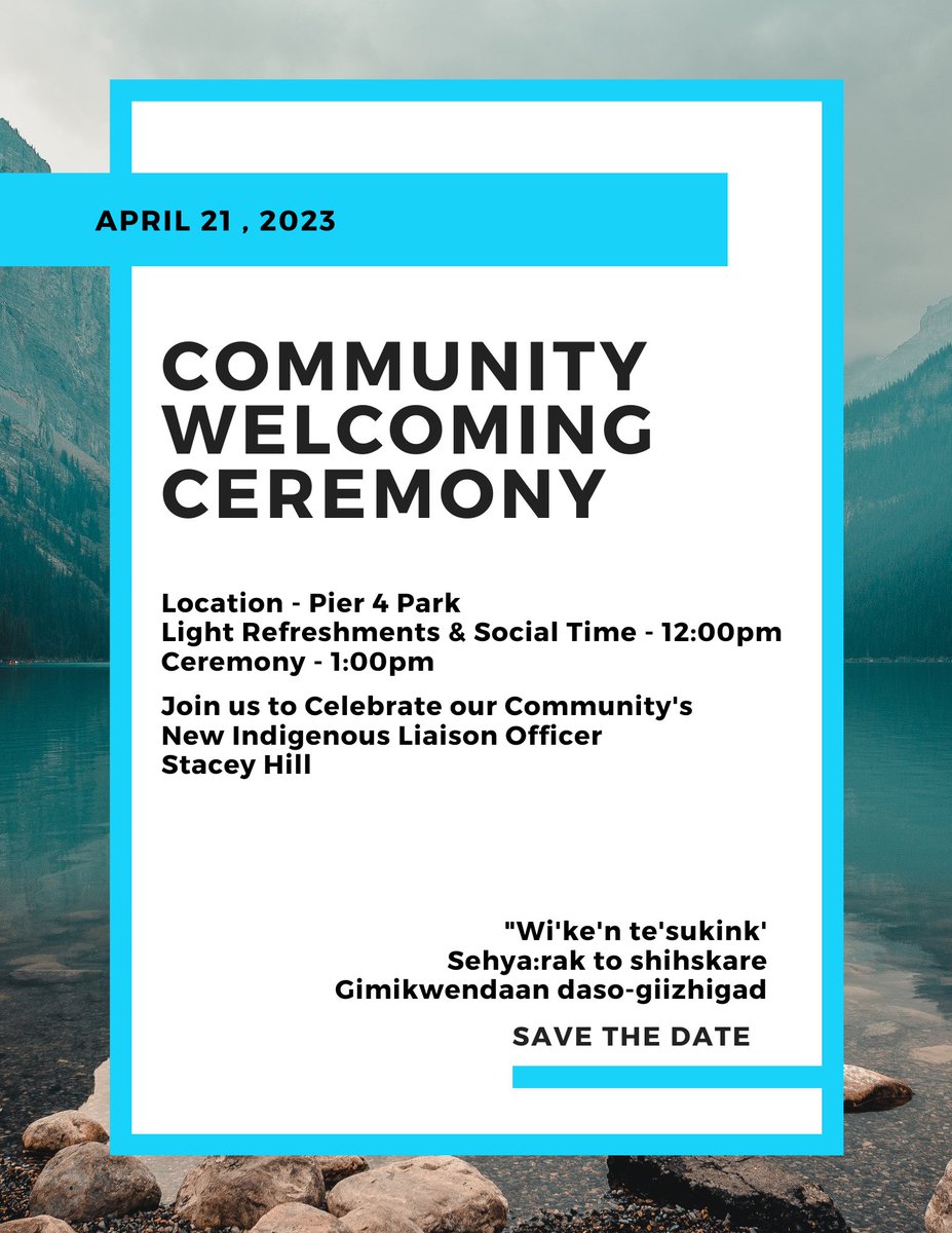 If you are able, come down to Pier 4 Park to celebrate and welcome Officer Stacey Hill, Indigenous Liaison Officer with HPS is a monumental step forward for community and police relations in the city. 
We know there is a long way to go that’s why now is the time to come together.