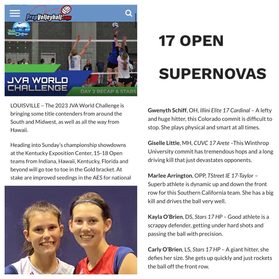 Thank You @prepvolleyball.com for recognizing my sister and I.  We really enjoyed playing some of the best teams in the country. #BuiltDifferent #ETR #GoodBetterBest @upwardstars @dormanvb @coreyhelle @kaylamobrien2