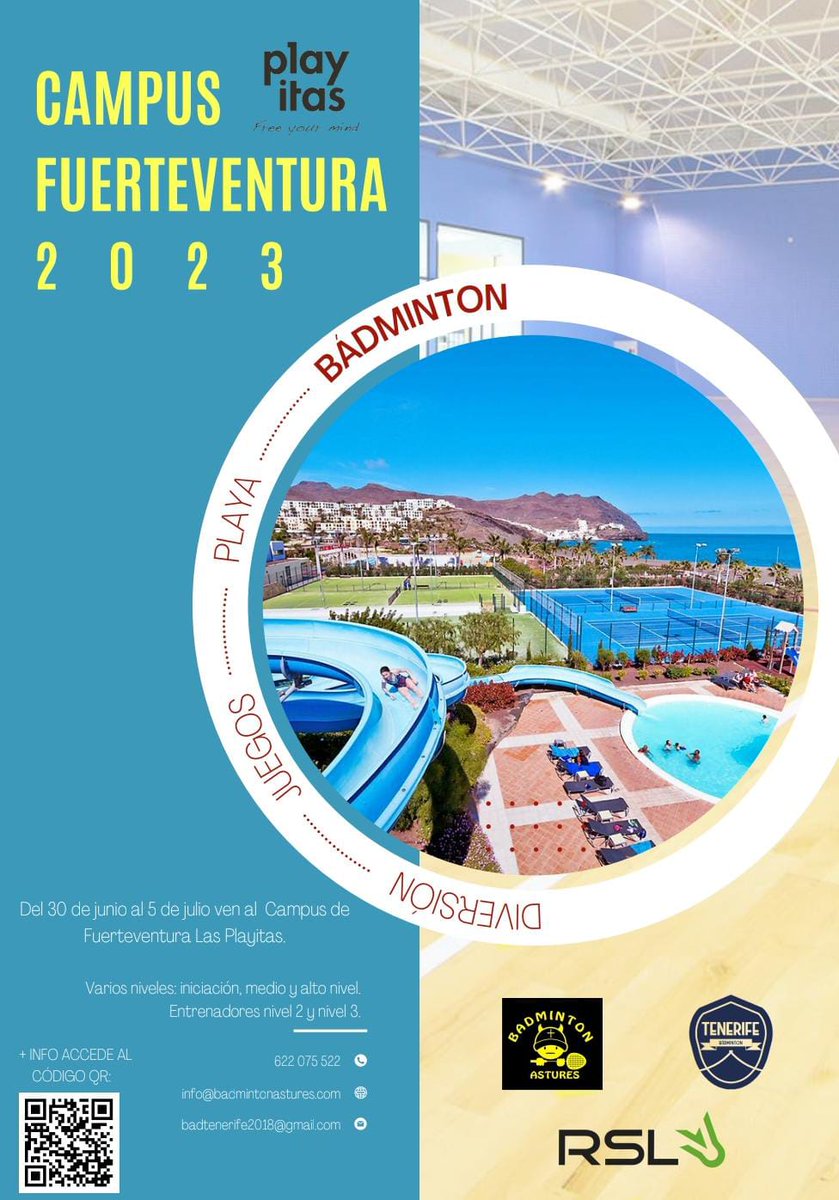 BadAstures's tweet photo. CAMPUS FUERTEVENTURA 2023. Después de años organizando el campus en Castropol, este año cambiamos ubicación. En el hotel las Playitas (mejor resort deportivo de Europa). Válido para todas las edades y niveles. Más info en el 622075522. Os esperamos. https://t.co/NB06QuzYzs
