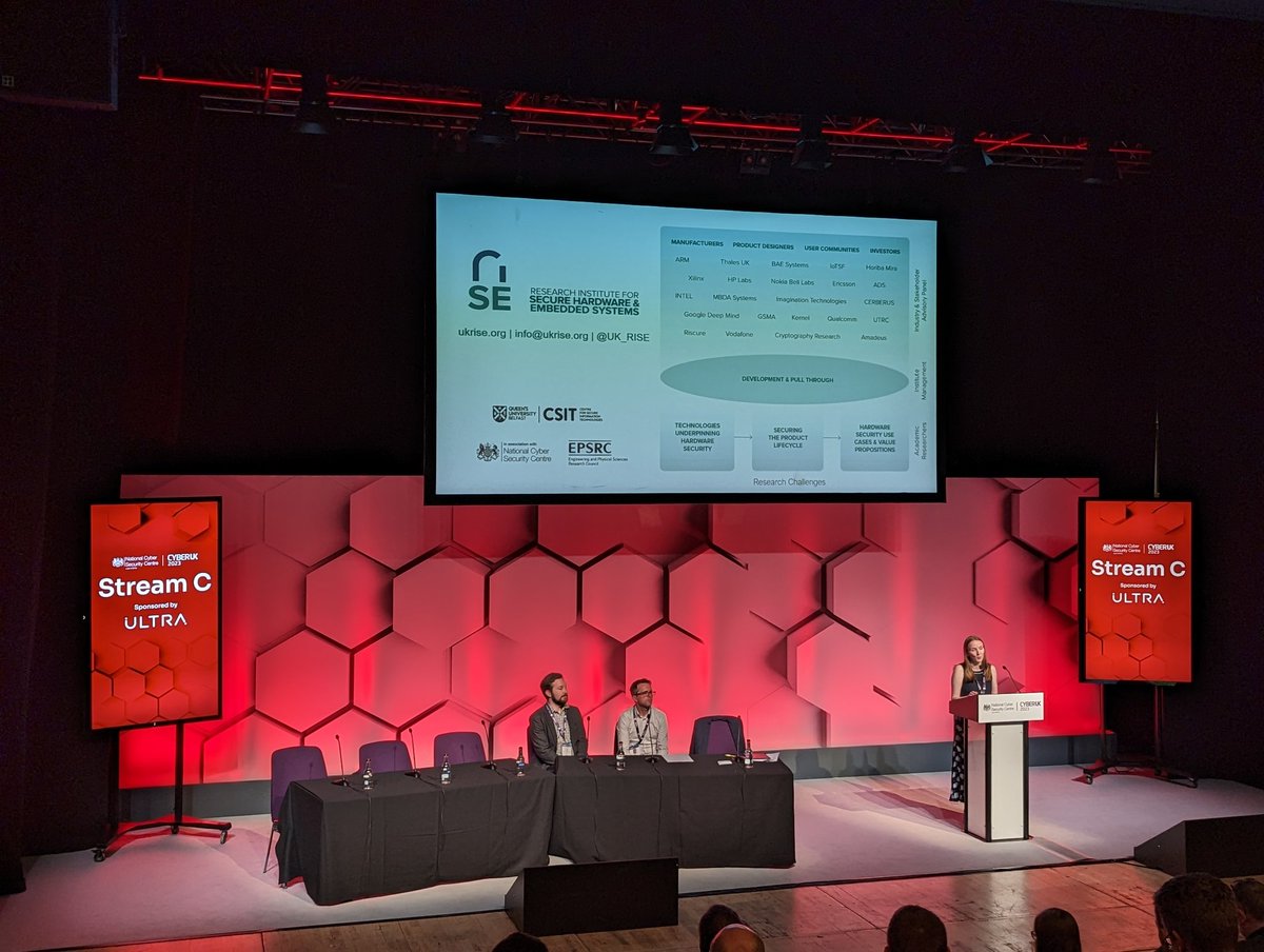 Centre for Secure IT at QUB (@csit_qub) on Twitter photo CSIT's Prof <a href="/mairemcloone/">Maire O’Neill</a> is up next at #CYBERUK23 leading the Emerging research in hardware & embedded systems security session <a href="/UK_RISE/">UKRISE</a> <a href="/NCSC/">NCSC UK</a> <a href="/EPSRC/">Engineering and Physical Sciences Research Council</a> CSIT's Prof <a href="/mairemcloone/">Maire O’Neill</a> is up next at #CYBERUK23 leading the Emerging research in hardware & embedded systems security session <a href="/UK_RISE/">UKRISE</a> <a href="/NCSC/">NCSC UK</a> <a href="/EPSRC/">Engineering and Physical Sciences Research Council</a>