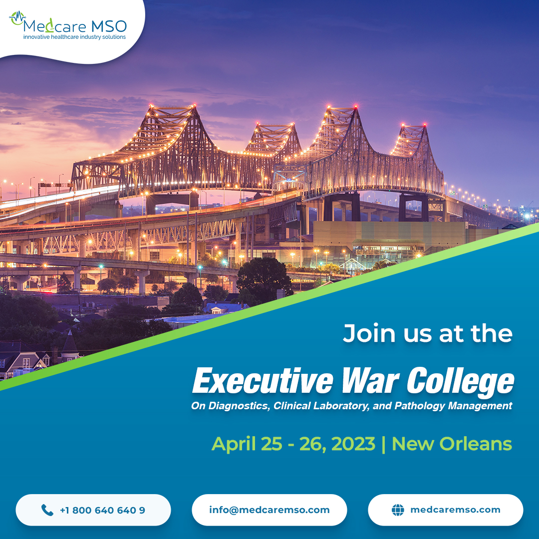Meet the MedCare MSO team at the Annual Executive War College in New Orleans, April 25-26, 2023! Seize this chance to connect with our experts during the event. 
#MedCareMSO #ExecutiveWarCollege2023