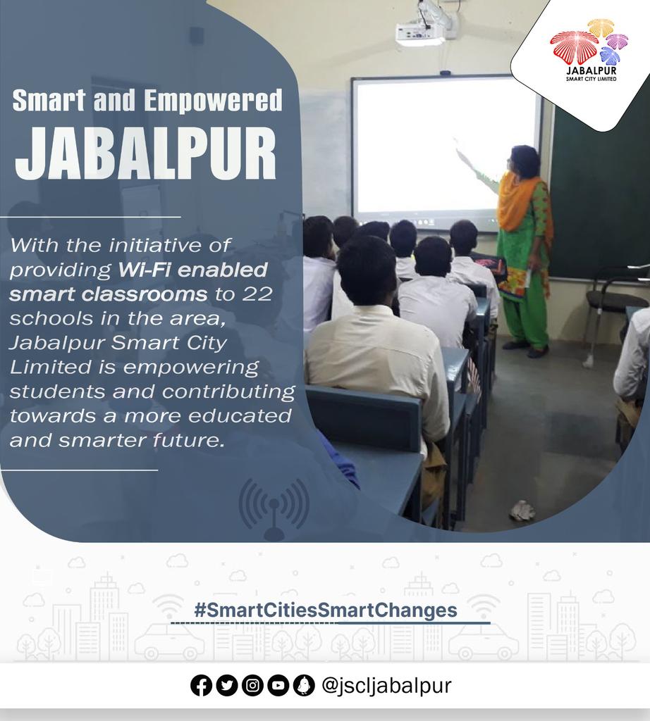jscljabalpur's tweet photo. Smart and Empowered Jabalpur!

With the initiative of providing Wi-Fi-enabled smart classrooms to 22 schools in the area, Jabalpur Smart City Limited is empowering students and contributing towards a more educated and smarter future.

#SmartJabalpur #SmartCity https://t.co/T7lrEj3Vni