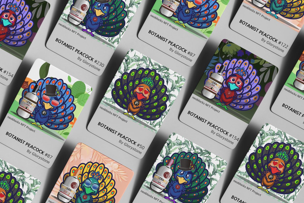 Peacock NFT minting will start on April 22nd. Don't miss out on various benefits. #neoblocks #nft #nftart #pickeringsgin #botanistpeacock