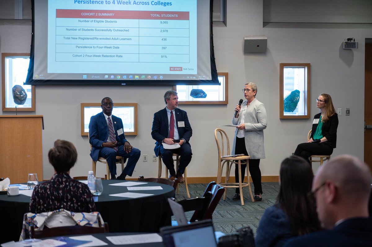 Hunt_Institute's tweet photo. We've had a great morning in Raleigh with policymakers learning more about how the #NCReconnect program supports NC’s adult learners. Special thanks to @pcrane_nc, @AJJAEGER, and @RouseLeadership for sharing their expertise, and to @MichaelLee4NC for opening the floor! https://t.co/tkPXhQ6Lo2