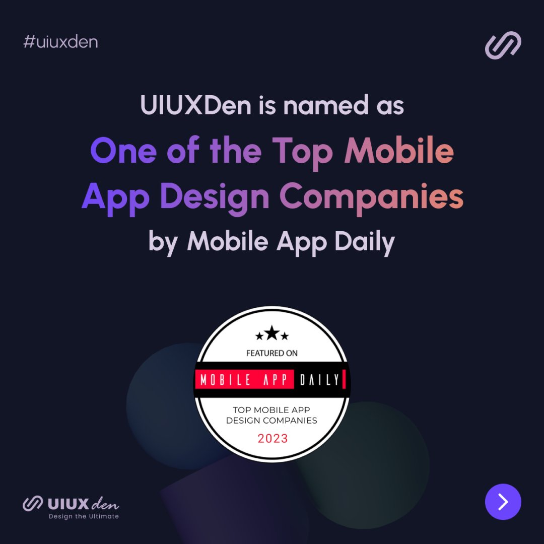 UiUxDen's tweet photo. We are excited to share that @UiUxDen is named as one of the Top Mobile App Design Companies by @mobileappdaily. 

Contact: sales@uiuxden.com for all your design enquires.

#Listing #MobileApp #company #businesslistings #userexperience #uidesign #uxdesign #uiuxdesign #uiuxden https://t.co/9rFDMLxGkV