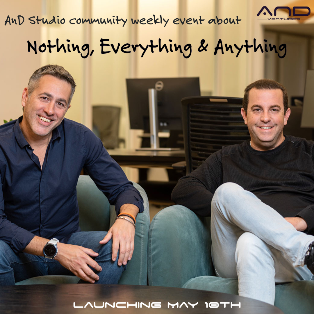 AnD Ventures (@andventuresvc) on Twitter photo π₯π₯ AnD Studio is thrilled to announce our upcoming weekly online gathering, "Nothing, Everything & Anything.β π₯π₯
This weekly event is open to all and will be led by AnD partners Roy Geva Glasberg and Ariel Cohen.
The best part?
No need to RSVP! 
bit.ly/everythinganytβ¦ π₯π₯ AnD Studio is thrilled to announce our upcoming weekly online gathering, "Nothing, Everything & Anything.β π₯π₯
This weekly event is open to all and will be led by AnD partners Roy Geva Glasberg and Ariel Cohen.
The best part?
No need to RSVP! 
bit.ly/everythinganytβ¦