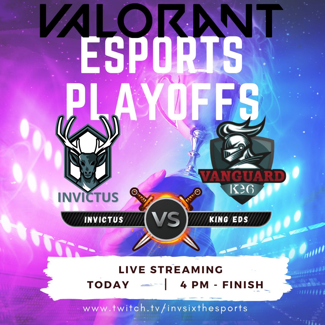 Invictus Sixth eSports (@invsixthesports) on Twitter photo Make sure to tune into Twitch (twitch.tv/invsixthesports) this afternoon to watch Team Invictus Alpha vs King Edwards 6th Nuneaton <a href="/KE6Vanguard/">KE6 VANGUARD โ๏ธ</a>.
Good luck to both teams!
<a href="/British_Esports/">British Esports ๐ฎ ๐ Ready for Champs Finals?</a> #britishesports #studentchamps #MSIGaming #esports #VALORANT Make sure to tune into Twitch (twitch.tv/invsixthesports) this afternoon to watch Team Invictus Alpha vs King Edwards 6th Nuneaton <a href="/KE6Vanguard/">KE6 VANGUARD โ๏ธ</a>.
Good luck to both teams!
<a href="/British_Esports/">British Esports ๐ฎ ๐ Ready for Champs Finals?</a> #britishesports #studentchamps #MSIGaming #esports #VALORANT
