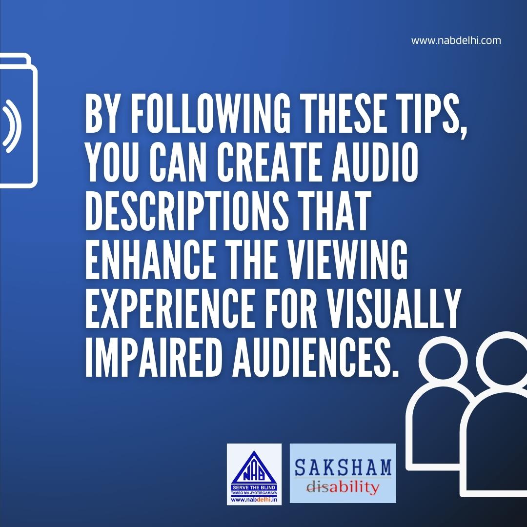 nabdelhionline's tweet photo. Want to make your content accessible to visually impaired audiences? Writing effective audio descriptions can help! Follow these tips to enhance the viewing experience and make the world a more accessible place for everyone. #NABD #Accessibility #AudioDescriptions https://t.co/jg1kP8JPXu