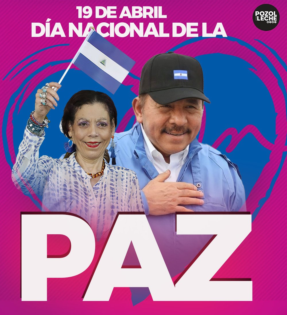 19 de abril || Día Nacional de la Paz. "Por eso nos declaramos defensores, nos declaramos guardianes, nos declaramos seres humanos que resguardamos como principal tesoro de esta Patria cristiana y solidaria, la Paz". Cra Rosario Murillo.
#LaPazNuestraVictoria