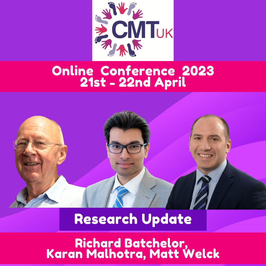 CMTUnitedKdom's tweet photo. We are delighted to welcome several key speakers to our #CMT #research session, as part of our #CMTUKConference2023.
More info + tickets: https://t.co/r1rxkwE2la
#charcotmarietooth #cmtaware https://t.co/IlmLgIxLdA