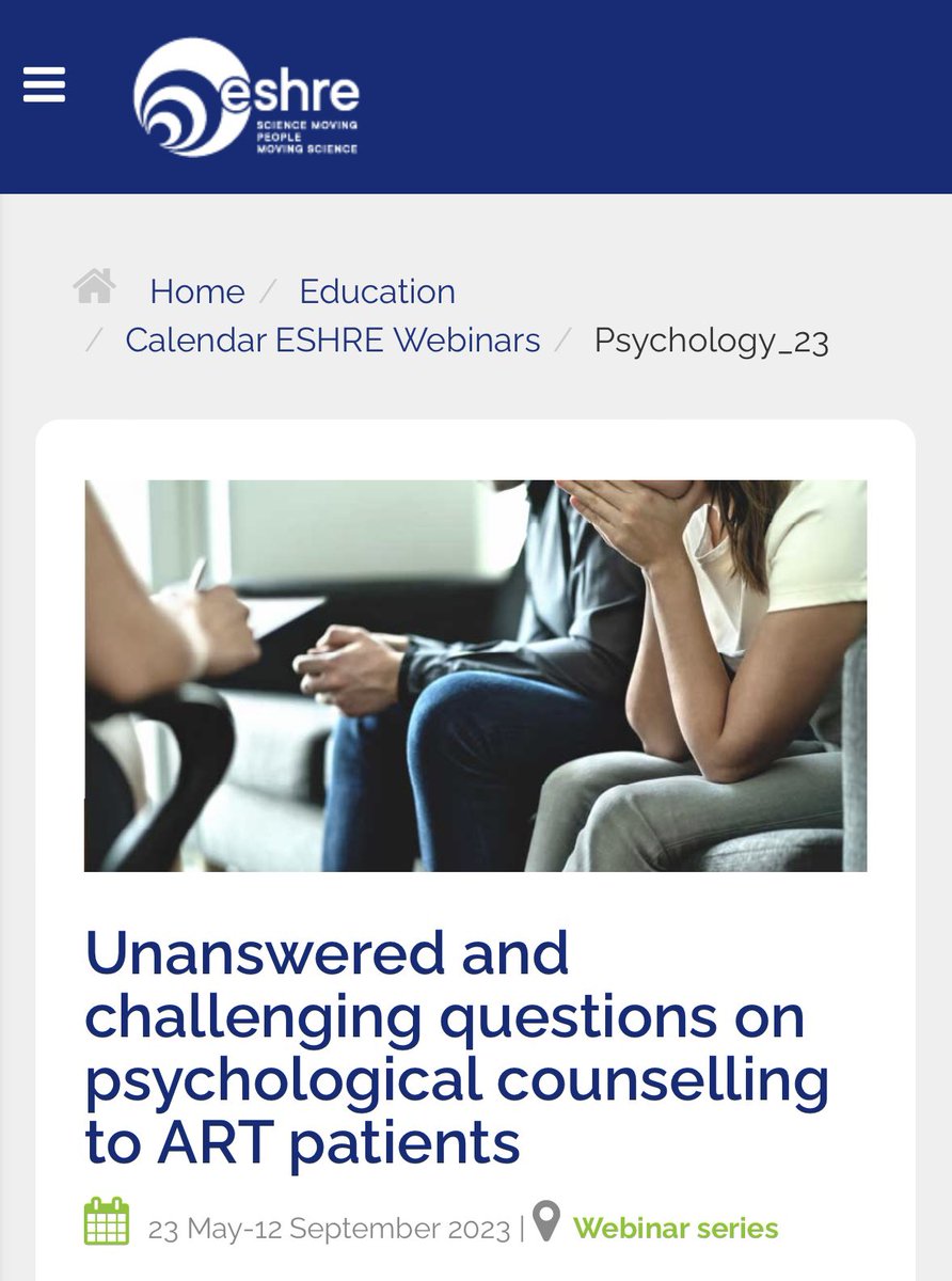 SIGPsy&Counselling (@sigpsycounsel) on Twitter photo ‼️MAY 23, 2023‼️
<a href="/ESHRE/">ESHRE</a> WEBINAR SERIES
How to deal with third-party reproduction
Dr @Petra_Thorn will discuss recommendations for donors, Dr Eline Dancet for recipients and Dr <a href="/FertilityPsych/">Mariana Martins</a> for children
Moderated by <a href="/MSousaLeite/">Mariana Sousa Leite</a>
REGISTRATIONS here 👉 eshre.eu/Education/Webi… ‼️MAY 23, 2023‼️
<a href="/ESHRE/">ESHRE</a> WEBINAR SERIES
How to deal with third-party reproduction
Dr @Petra_Thorn will discuss recommendations for donors, Dr Eline Dancet for recipients and Dr <a href="/FertilityPsych/">Mariana Martins</a> for children
Moderated by <a href="/MSousaLeite/">Mariana Sousa Leite</a>
REGISTRATIONS here 👉 eshre.eu/Education/Webi…