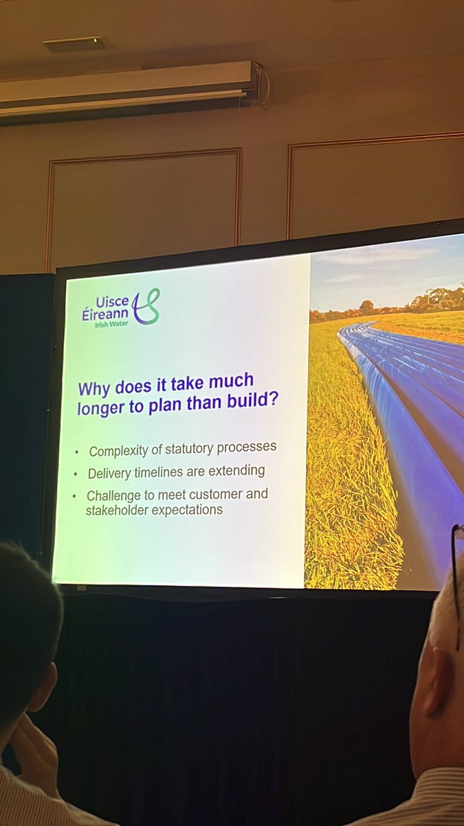 orlaithblaney's tweet photo. Finbarr Burns from our infrastructure delivery team 
asks and answers some of the big questions at the @eolasmagazine #waterireland conference. #UisceEireann (formerly @IrishWater) https://t.co/z6NMYDK90G