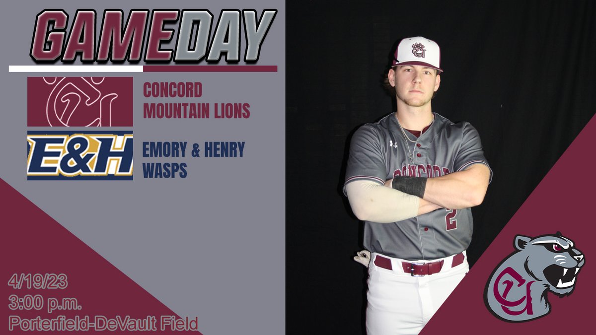 cumountainlions's tweet photo. .@ConcordBaseball GAMEDAY at Emory &amp; Henry

📍Location: Porterfield-DeVault Field (Emory, Va.)
⏰Time: 3:00 p.m.
📊Stats: https://t.co/NxDcpHays0
📺Video: https://t.co/0pohR5a7Ex
📰Preview: https://t.co/9Jz8msFXmZ https://t.co/X5PwDRMGCY