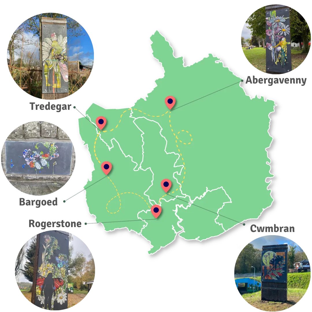 Follow our sculpture trail across Gwent to discover the secrets of nature that live around us. 5 sculptures to find, each showcasing a different plant and pollinator species. Use the QR code on each to uncover hidden facts about them
Tag @Natureisntneat and tell us what you find!