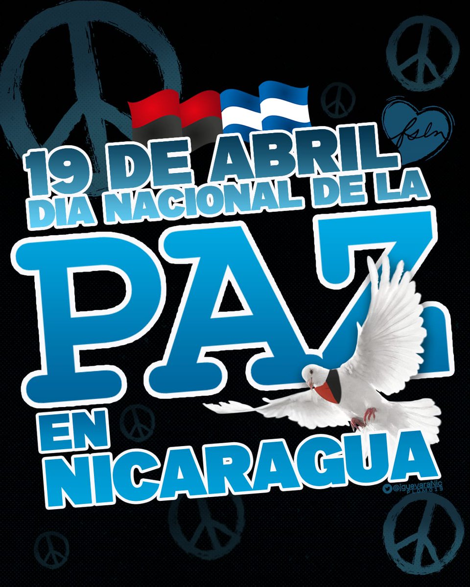 Buenos día compañeros! 🕊🇳🇮🌤

Hoy Nicaragua celebra el 'Día Nacional de la Paz', reconociendo la voluntad y el compromiso del pueblo por defender su derecho a vivir en paz, luchando contra el golpismo en el 2018.

¡Con Odio, Nunca Más! ✊🏼

#LaPazNuestraVictoria
#PLOMO19
#RedFSLN