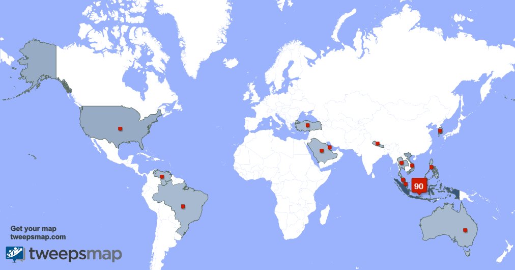 I have 1 new followers from Indonesia 🇮🇩 last week. See tweepsmap.com/!dienda97