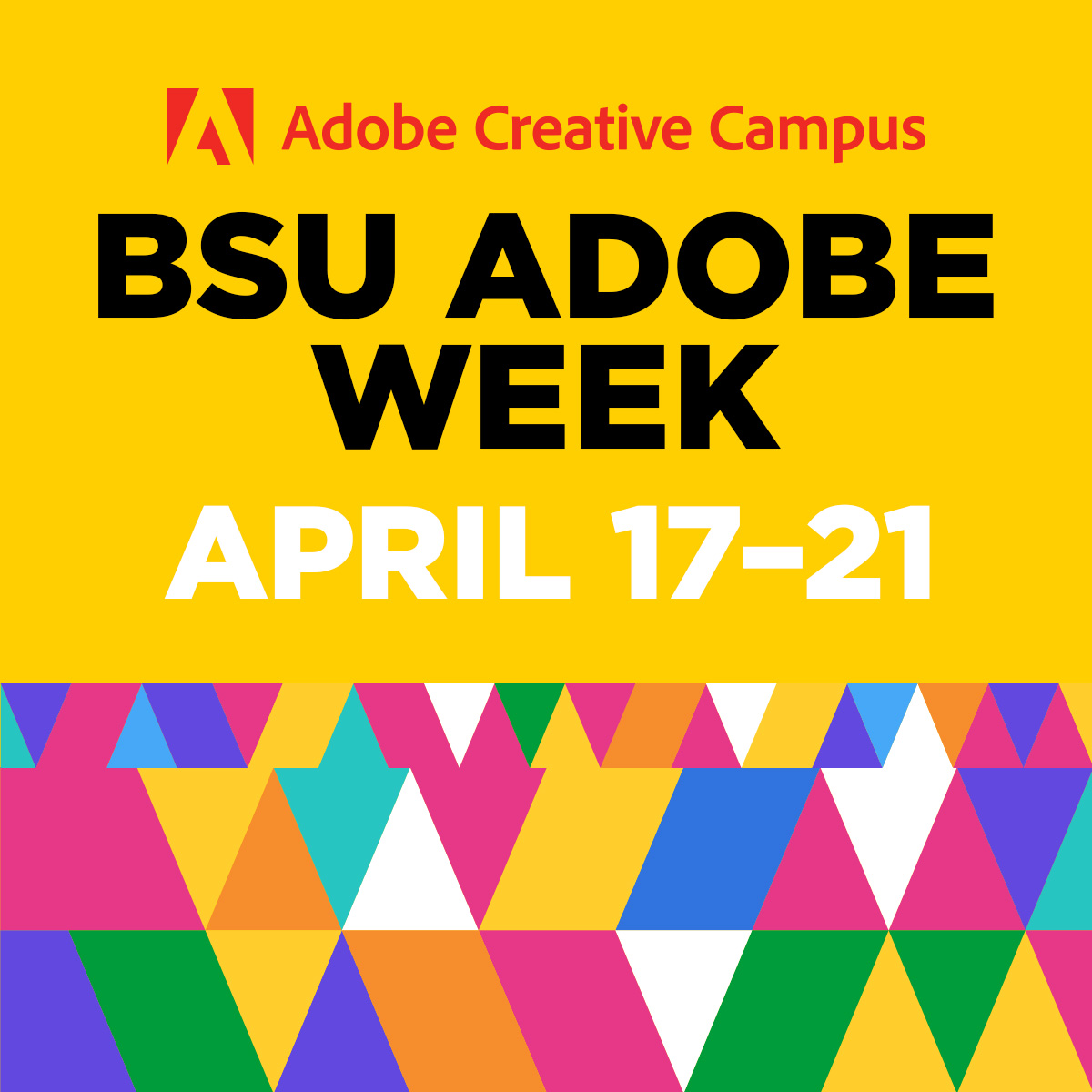BowieState's tweet photo. Have you checked out the list of events for Adobe Week at BSU? Tap into your creative spirit all week long https://t.co/66EY5416ag

Be sure to use #AdobeWeekBSU in your photos! https://t.co/jEdcH7Aj9w