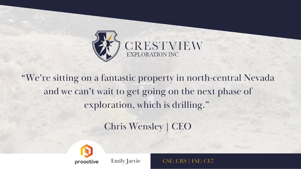 crestviewexp's tweet image. “We’re sitting on a fantastic property in north-central Nevada and we can’t wait to get going on the next phase of exploration, which is drilling.” - Chris Wensley, CEO
🔗 @proactive_NA article » stockmkt.info/3MgpGY7 
#goldmining #Drilling #Drillprogram #CSEstocks
🇨🇦 $CRS.CN