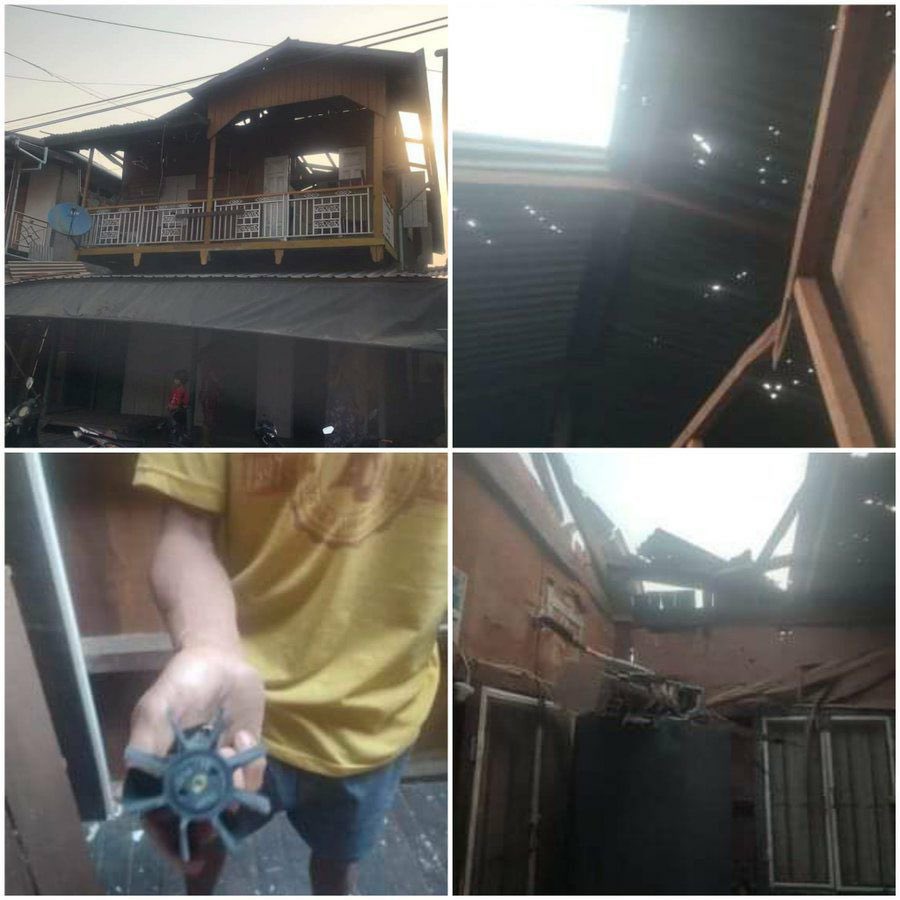 BunnyAliceei's tweet photo. Some five houses were damaged and a civilian was injured due to the reckless artillery shelling of military council troops during the clash in Tahan ward of Sagaing Region's Kalay township on April 18. #WarCrimesOfJunta #2023Apr19Coup #WhatsHappeningInMyanmar https://t.co/5mVvBmyoIK