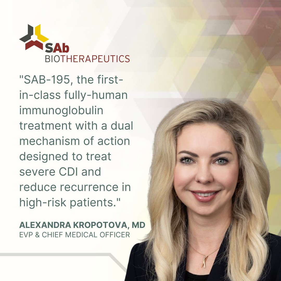 SABBantibody's tweet photo. Unmet medical needs persist in the fight against #CDiff infections. That's where #SABBio comes in with #SAB195, the first-in-class fully-human #polyclonal immunoglobulin treatment designed to reduce CDI recurrence in high-risk patients. Learn more: https://t.co/ZytI6bv2om https://t.co/XKshS2QYXQ