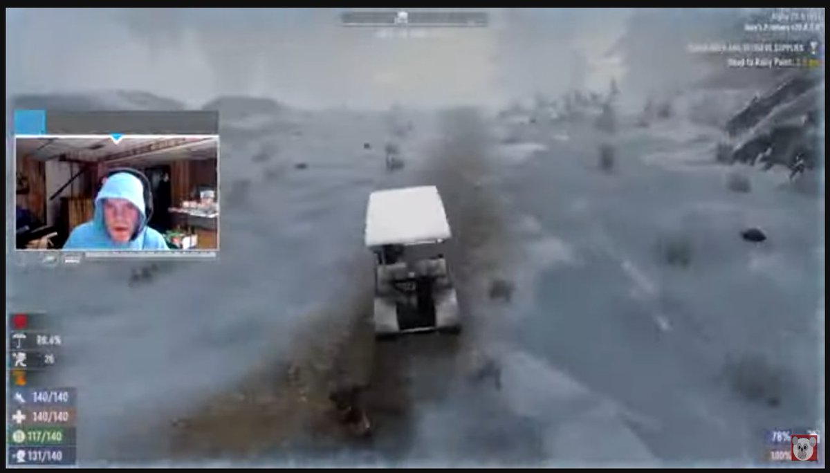 WedgeBob's tweet photo. Hah! It seems only in #GreysProphecy and in #7DaysToDie can you get away with driving in a golf cart in the snow on huge terrain in the #SnowBiome. https://t.co/WMsBtFFWah