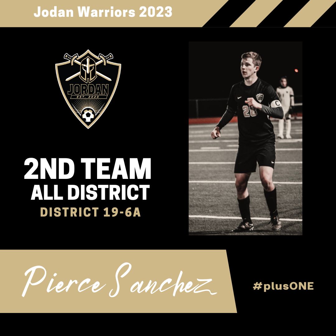 Congratulations to SR #28 Pierce Sanchez
on being selected 2nd Team All-District 19-6a!  #plusONE <a href="/JHSWarriors_ABC/">Jordan Athletic Booster Club</a> <a href="/JordanHSAthlet1/">JordanHSAthletics</a>