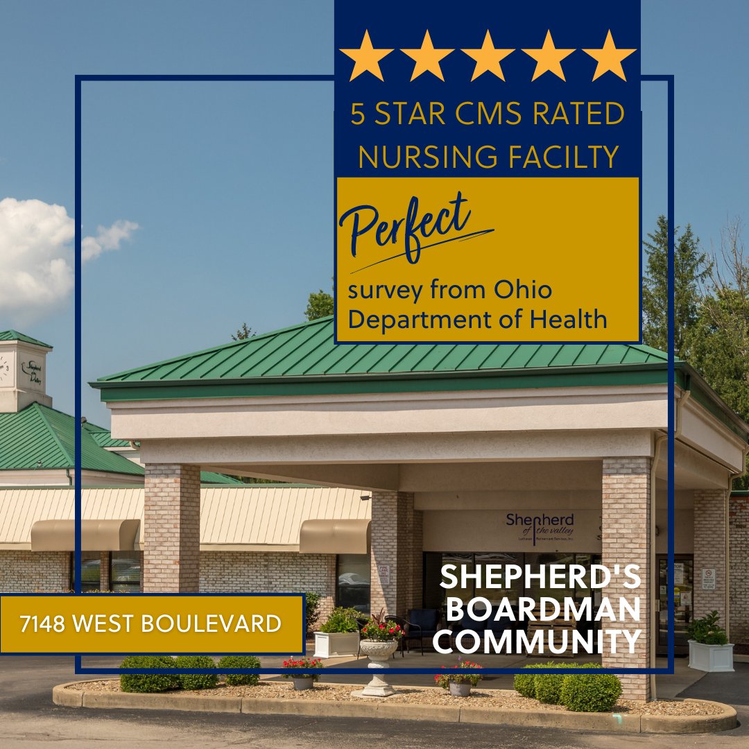 ShepherdOTV's tweet photo. 5 star rating from Centers for Medicare &amp; Medicaid Services AND a PERFECT survey from the Ohio Department of Health! #nursing #skillednursing #seniors #seniorliving #odh #cms #medicare #medicaid #rehab @OhioDeptOfAging 
Schedule a tour: https://t.co/gVblEAslbc https://t.co/daVEbSfA2w